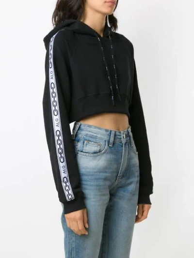 Shop Àlg Cropped Logo Band Hoodie In Black