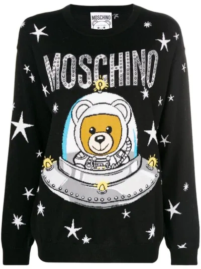 Shop Moschino Space Teddy-print Sweater - Black