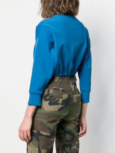 Shop Dsquared2 Logo Print Cropped Sweater In Blue