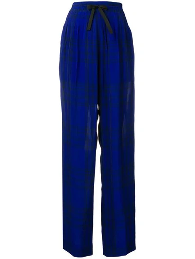 Shop Haider Ackermann Check Elasticated Trousers In Blue