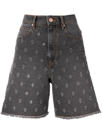 Shop Isabel Marant Étoile Distressed Denim Shorts In Grey