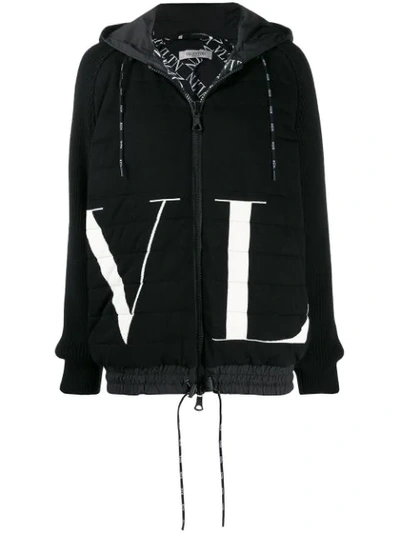 Shop Valentino Vltn Printed Hoodie In Black