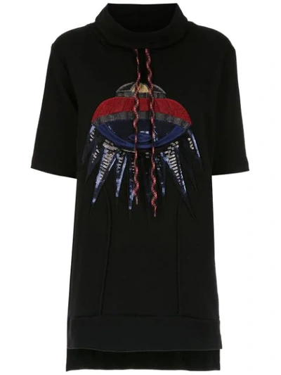 Shop Andrea Bogosian Embroidered Sweat Dress In Black