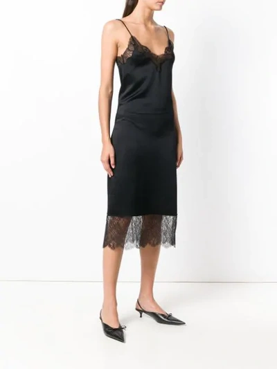Shop Valentino Lace Trim Slip Dress In Black