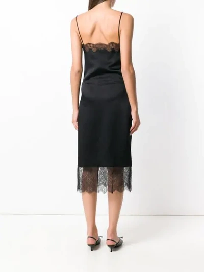Shop Valentino Lace Trim Slip Dress In Black