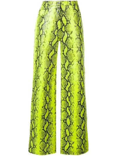 OFF-WHITE SNAKE EFFECT WIDE LEG TROUSERS - 绿色