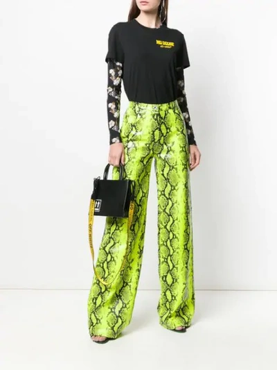 OFF-WHITE SNAKE EFFECT WIDE LEG TROUSERS - 绿色