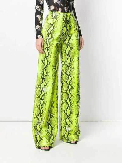 OFF-WHITE SNAKE EFFECT WIDE LEG TROUSERS - 绿色