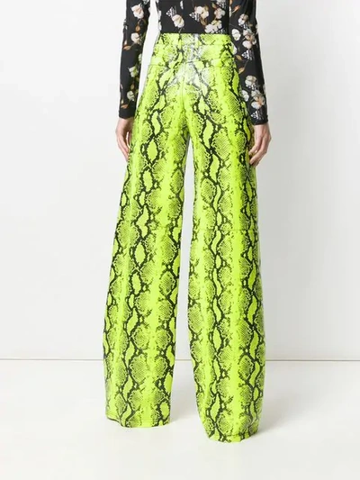 OFF-WHITE SNAKE EFFECT WIDE LEG TROUSERS - 绿色