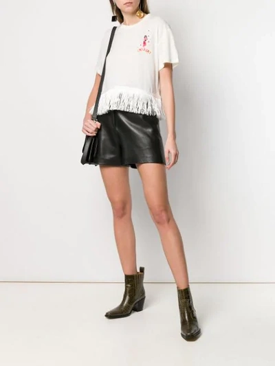 Shop Alanui Fringed Embroidered T-shirt In White