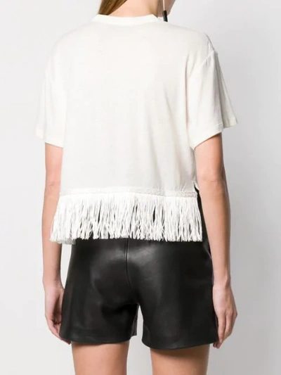 Shop Alanui Fringed Embroidered T-shirt In White