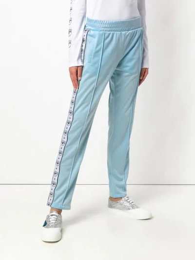 Shop Chiara Ferragni Embroidered Track Pants - Blue