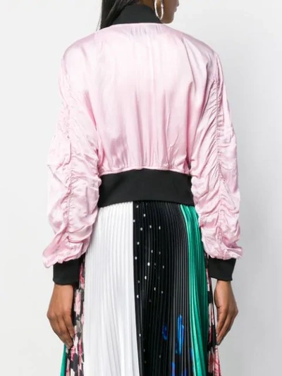 Shop Diesel Cropped Satin Bomber Jacket - Pink