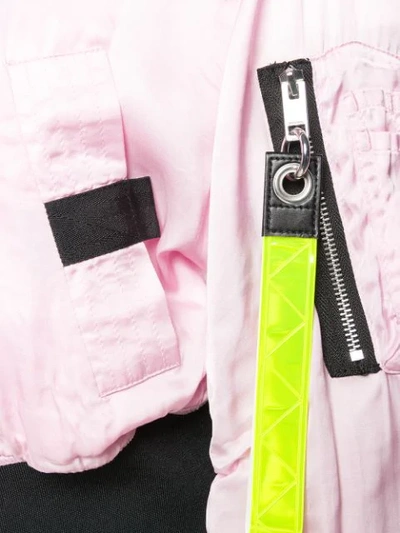 Shop Diesel Cropped Satin Bomber Jacket - Pink