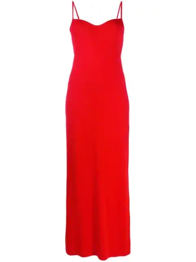 Shop Galvan Spaghetti Strap Evening Dress In Red