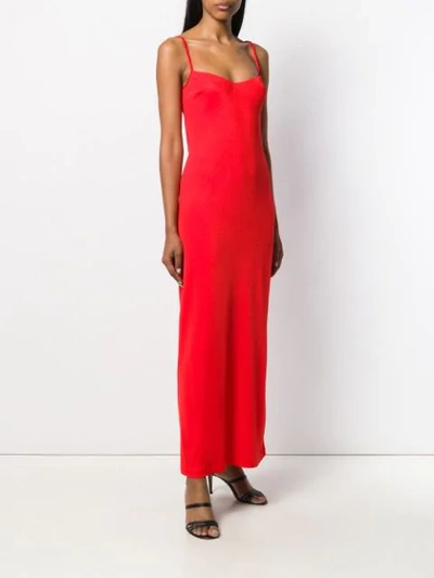 Shop Galvan Spaghetti Strap Evening Dress In Red