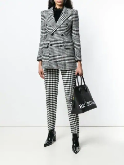 Shop Balenciaga Tailored Gingham Trousers In Black