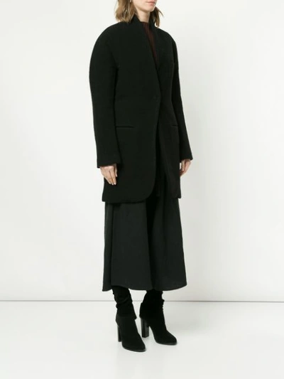 Shop Uma Wang Midi Single Breasted Coat In Black