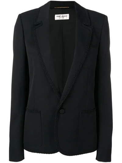 Shop Saint Laurent Single Button Blazer In Black