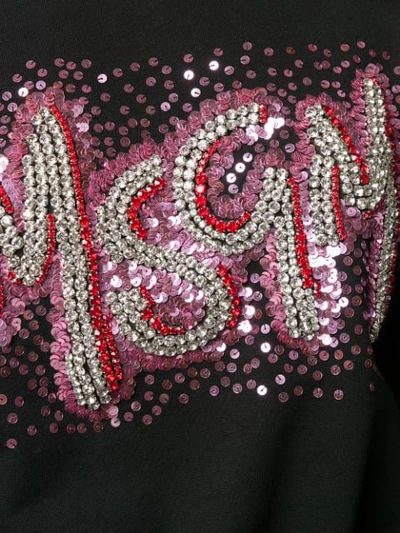 Shop Msgm Logo Cropped Sweatshirt - Black
