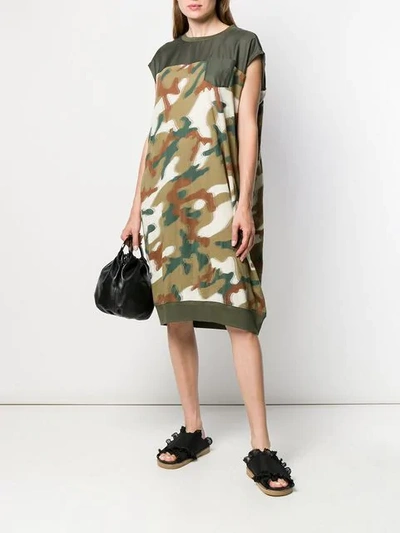 Shop Zucca Blurry Camouflage Jersey Dress - Green