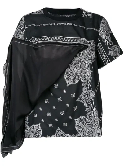Shop Sacai Bandana Pattern T In Black