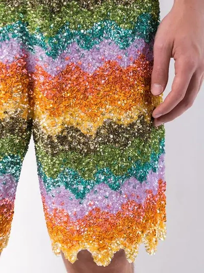 Shop Ashish Wave Beaded Bermuda Shorts In Multicolour