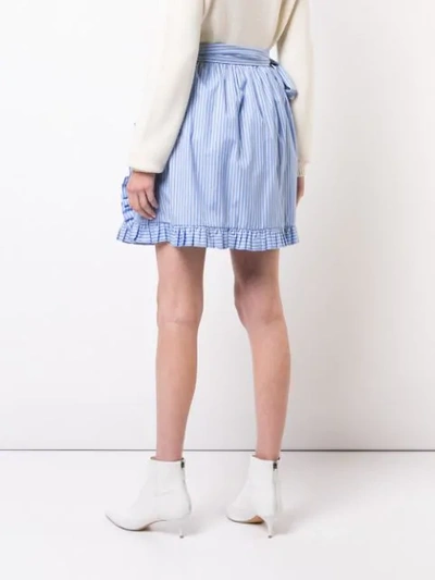 Shop Stella Mccartney Striped Ruffle-trimmed Skirt In Blue