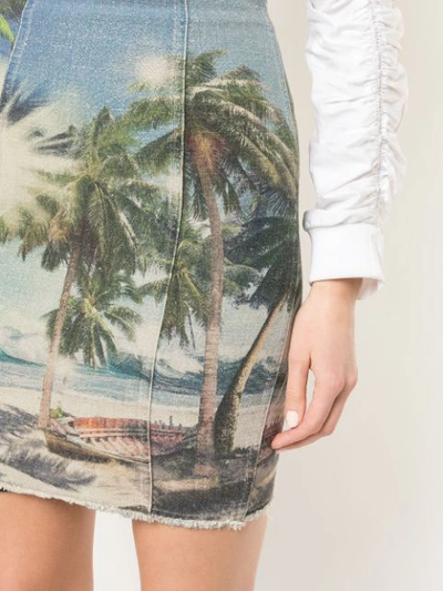 Shop Balmain Printed Pencil Skirt In Multicolour