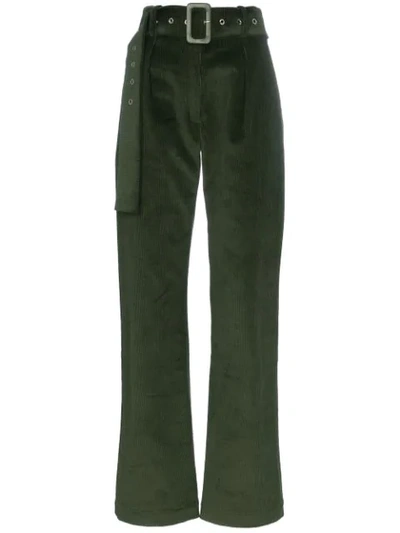 Shop Materiel Matériel Belted Corduroy Flared Trousers - Green