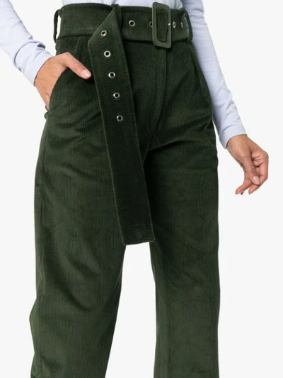 Shop Materiel Matériel Belted Corduroy Flared Trousers - Green