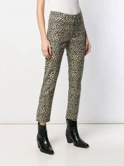 Shop Apc Leopard Print Fitted Trousers In Baa Beige