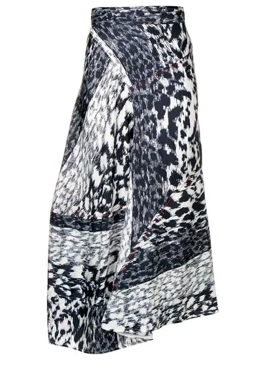 Shop Victoria Beckham Leopard Print Midi Skirt In Navy-white