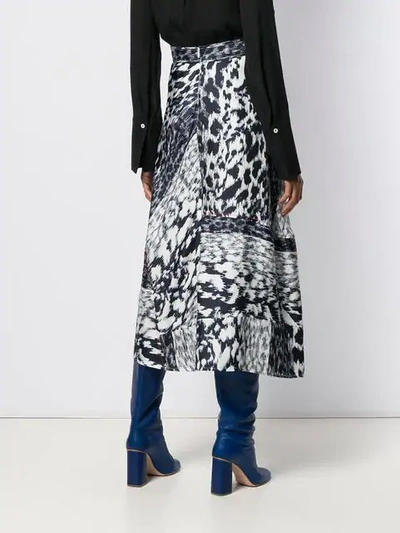 Shop Victoria Beckham Leopard Print Midi Skirt In Navy-white