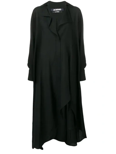 Shop Jacquemus Asymmetric Shirt Dress In Black