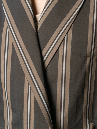 Shop Brunello Cucinelli Striped Coat - Grey