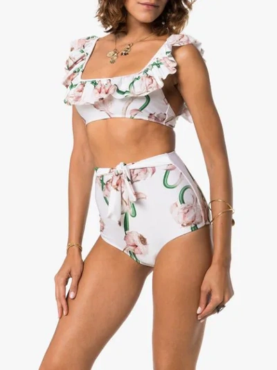 Shop Adriana Degreas Aglio Floral Print Bikini In White