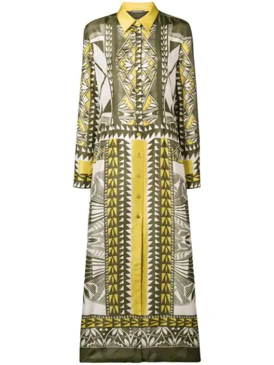 Shop Alberta Ferretti Printed Maxi Shirt Dress In Green