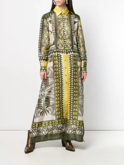 Shop Alberta Ferretti Printed Maxi Shirt Dress In Green