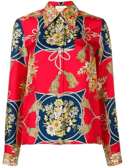 Shop Gucci Floral Print Shirt In Red