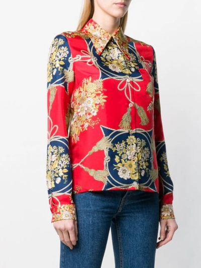 Shop Gucci Floral Print Shirt In Red