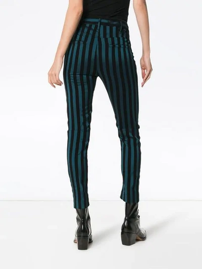 Shop Ann Demeulemeester Striped Cotton Blend Trousers In Black