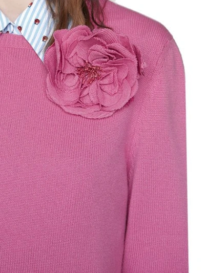 Shop Gucci Detachable Rose Corsage Jumper In Pink