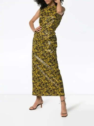Shop Markoo Floral Print Straight Dress In 115 - Yellow