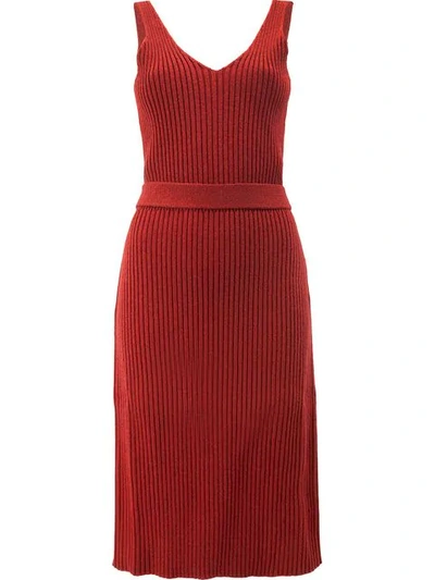 Shop Maison Margiela Backless Knit Dress In Red