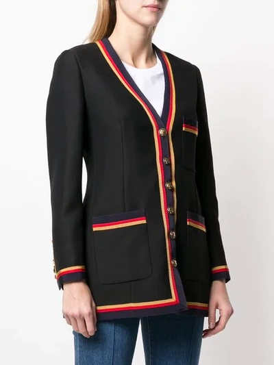 Shop Gucci Tweed Cardigan Jacket In Black