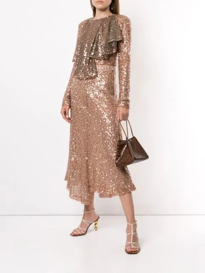 Shop Walk Of Shame Sequined Midi Skirt In Brown