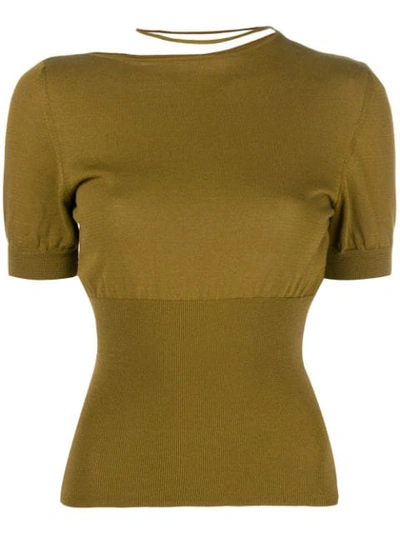 Shop Jacquemus Cropped Neck Strap Top In Green