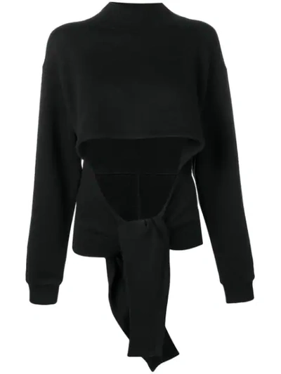 Shop Alexander Wang T Neck Wrap Front Sweatshirt In Black