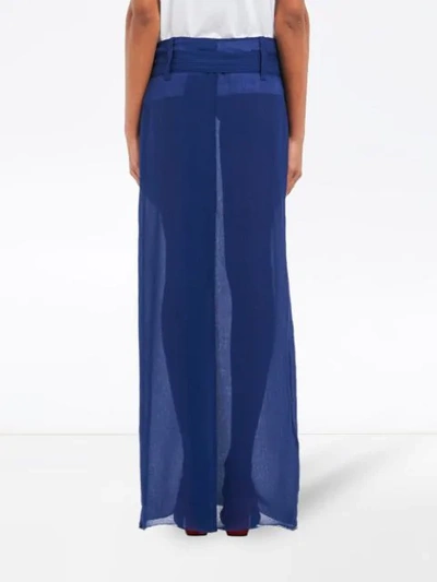 Shop Prada Belted Maxi Skirt In Blue